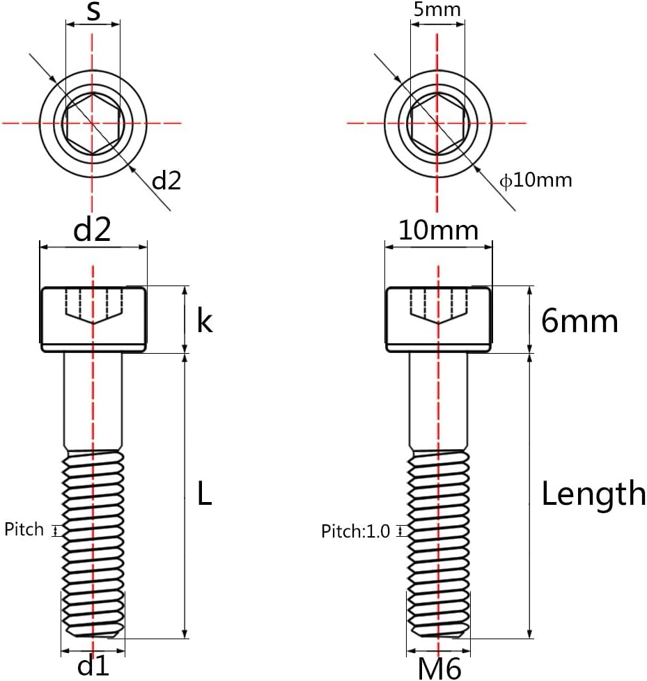 Tornillos Allen hex M6x40mm titanio pack 4