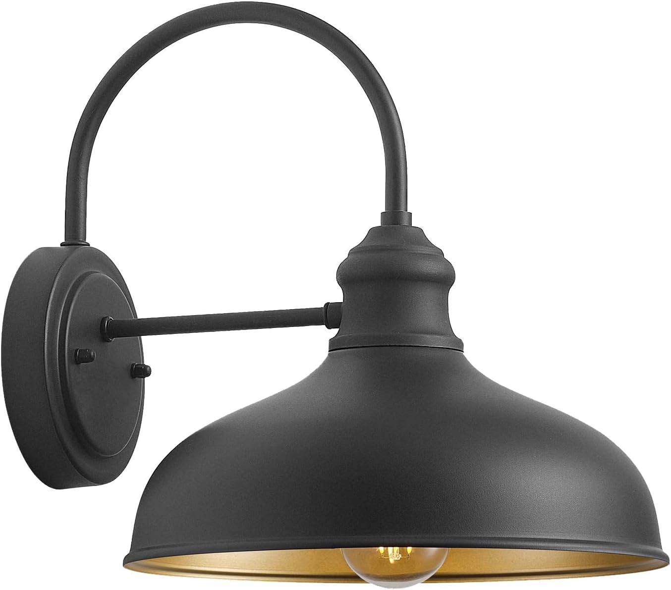 Lámpara exterior cúpula 10pulg cuello cisne negro mate