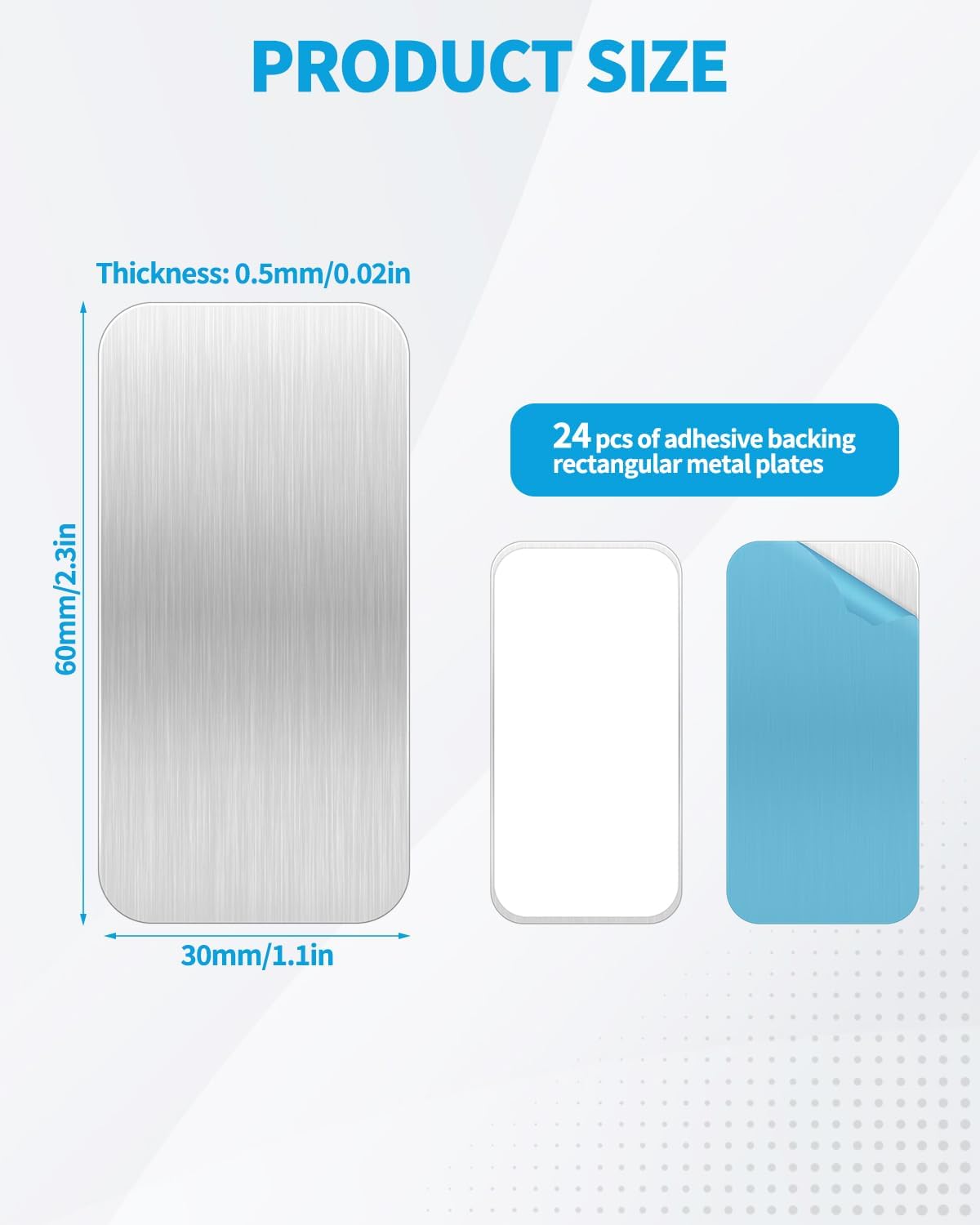 24 Placas Metal Adhesivas 2.3x1.1pulg para Rejillas Ventilación