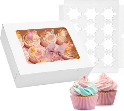 Cajas para cupcakes Moretoes 12 unidades con ventana blanco