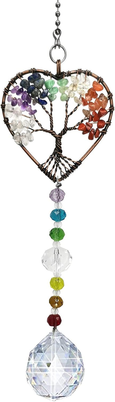 Atrapasoles colgante árbol de la vida arco iris para jardín