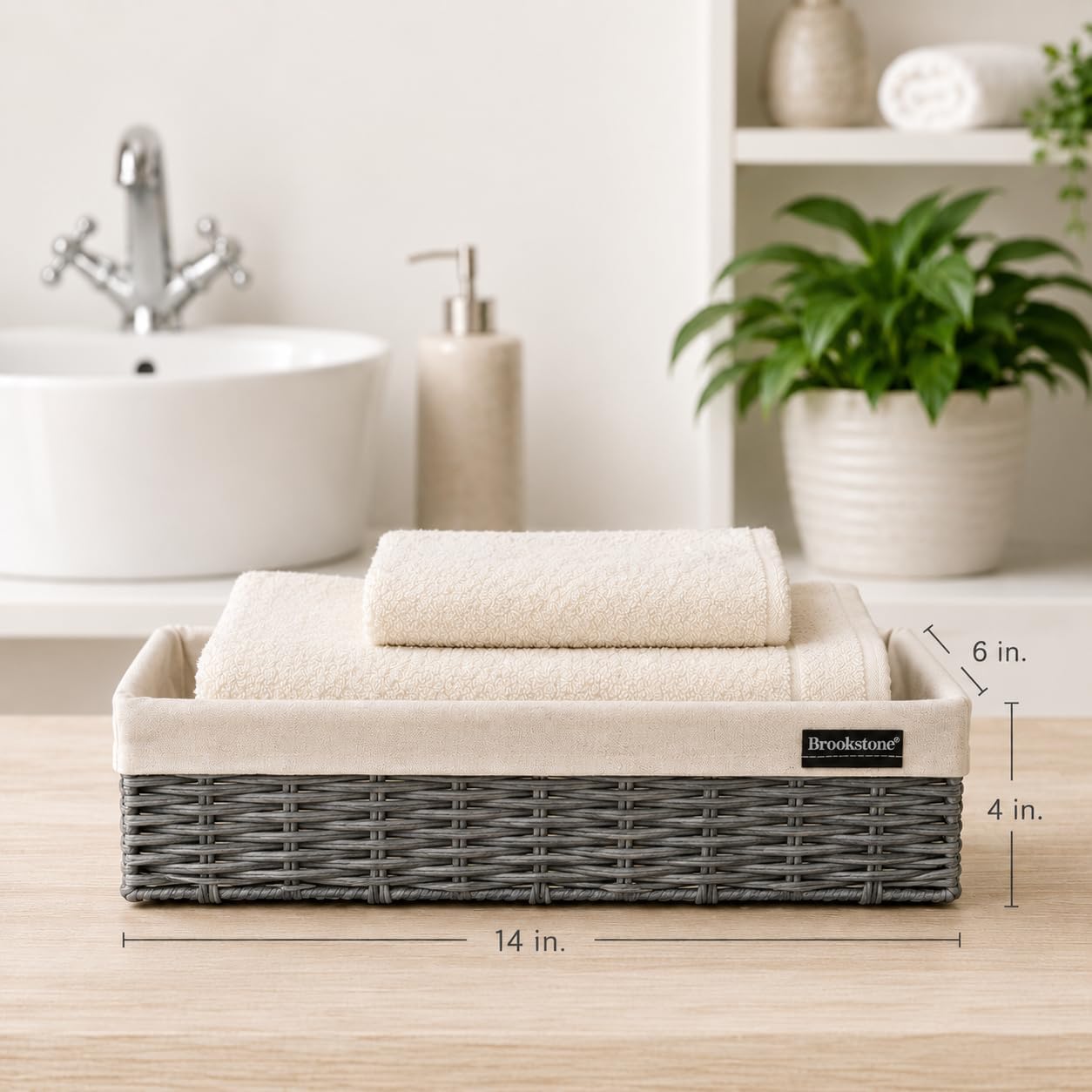 Canasta mimbre decorativa para baño y sala estilo bohemio