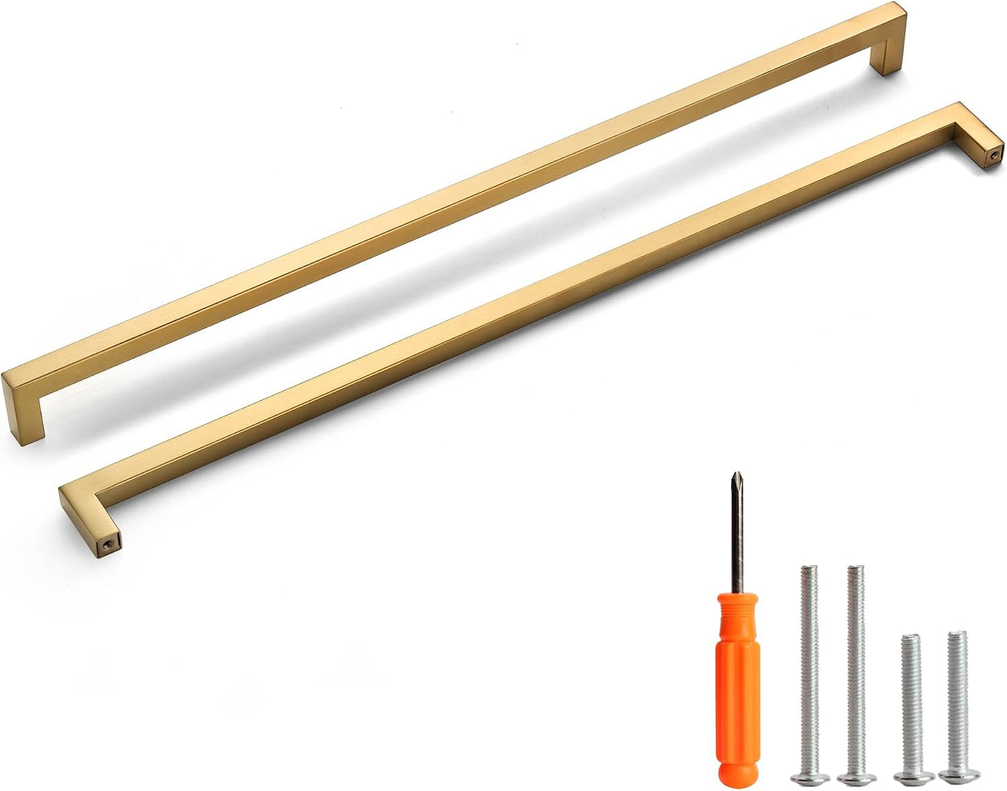 Tiradores cuadrados dorados cajones 18pulg acero inox set 5