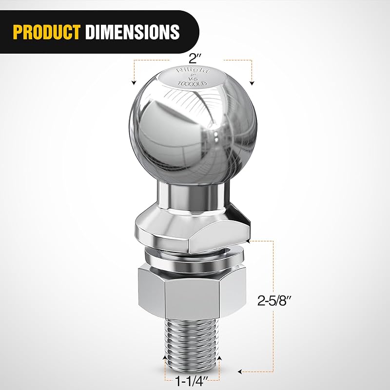 Bola enganche remolque cromada 2pulg ajuste universal gris