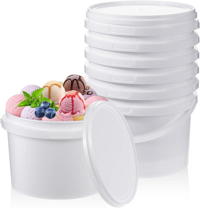 12 Cubos Helado 100oz Plástico Blanco con Asa