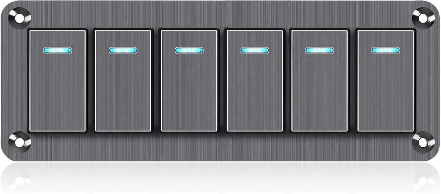Panel interruptor basculante aluminio 12/24V con luz LED