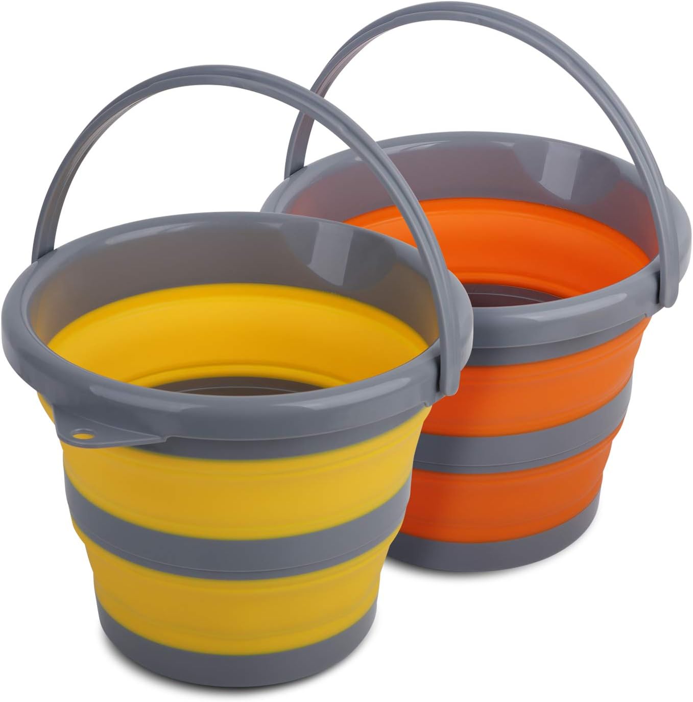 2 Cubos Plástico Plegables 5L Bañera Redonda Maceta Jardín