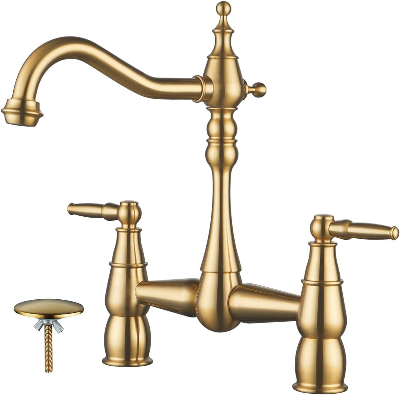 Grifo cocina latón 2 orificios caño giratorio 8pulg