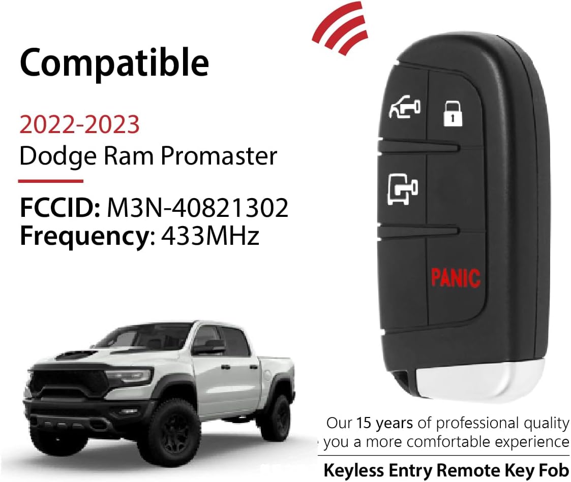 Control remoto 4 botones 433MHz para Dodge Ram Promaster