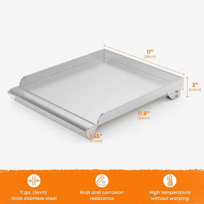 Plancha acero inox para quemador lateral parrilla gas 11x13pulg