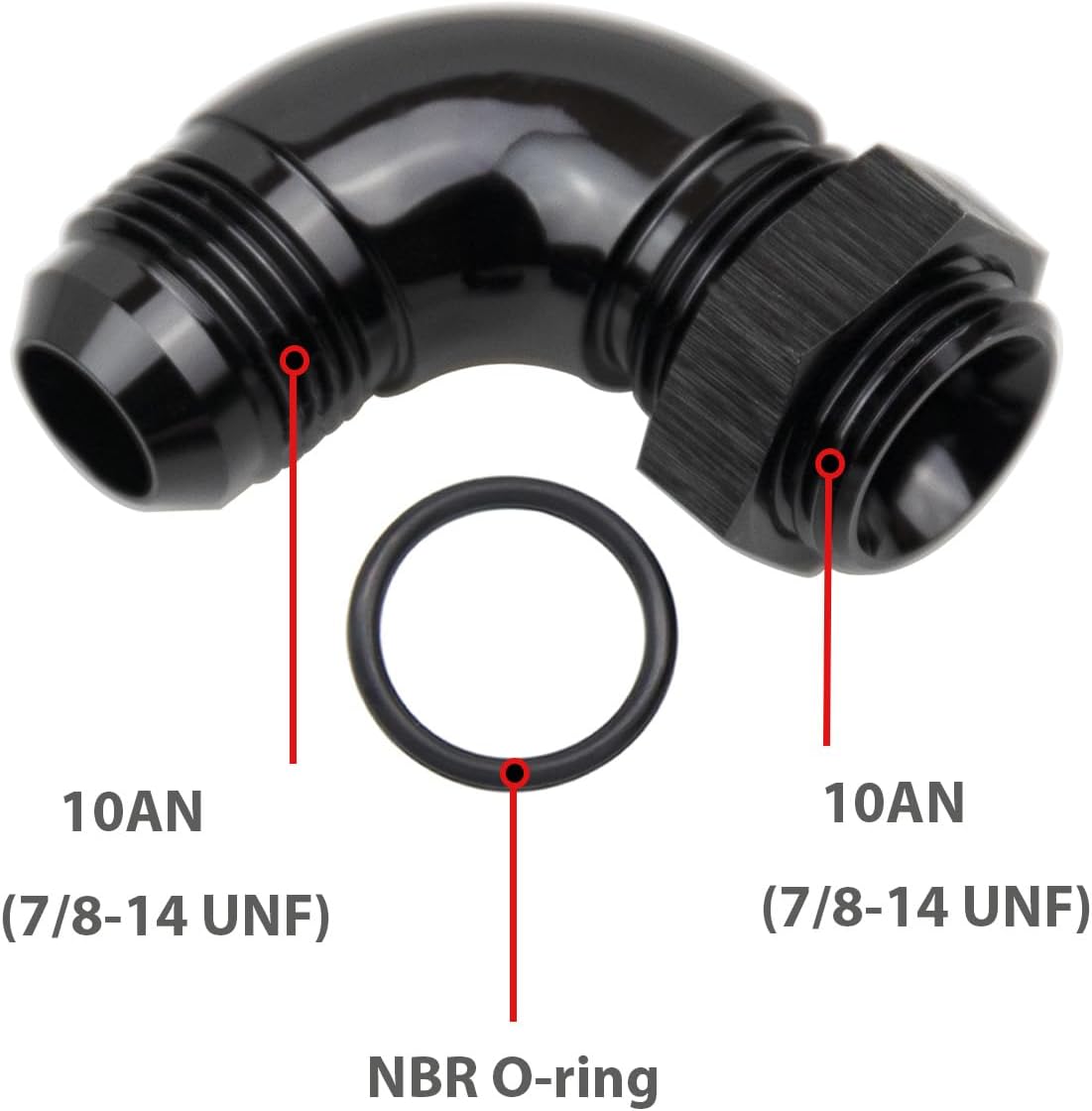 Adaptador 10AN macho a ORB negro aluminio