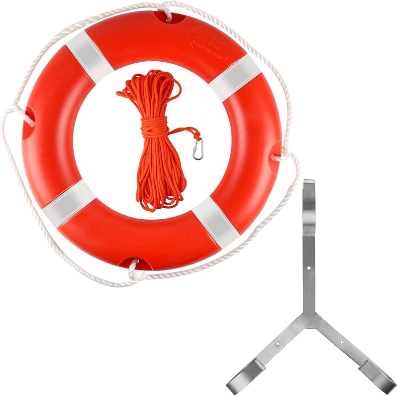 Anillo seguridad barco 23/28 pulg con cuerda flotante