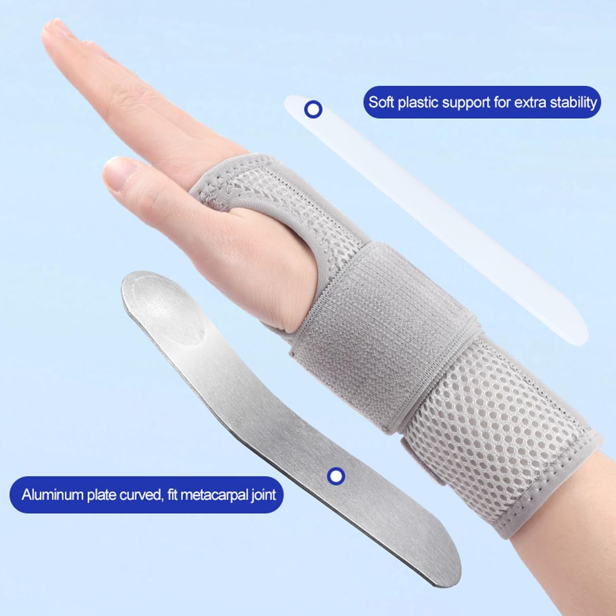 Muñequera ergonómica férula metal y plástico artritis