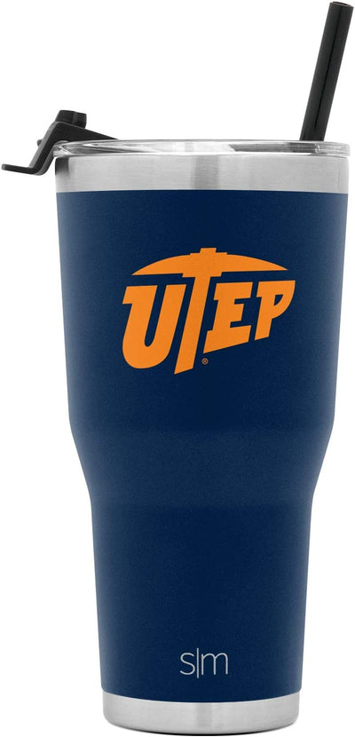 Vaso UTEP Miners acero inox 30oz con pajilla y tapa