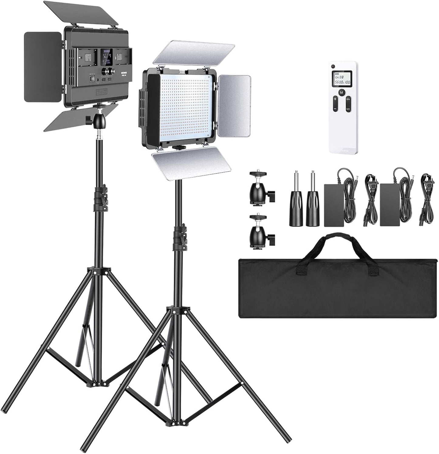 Kit 2 luces LED 2.4G 600 SMD CRI 96 soporte 6.6ft estudio