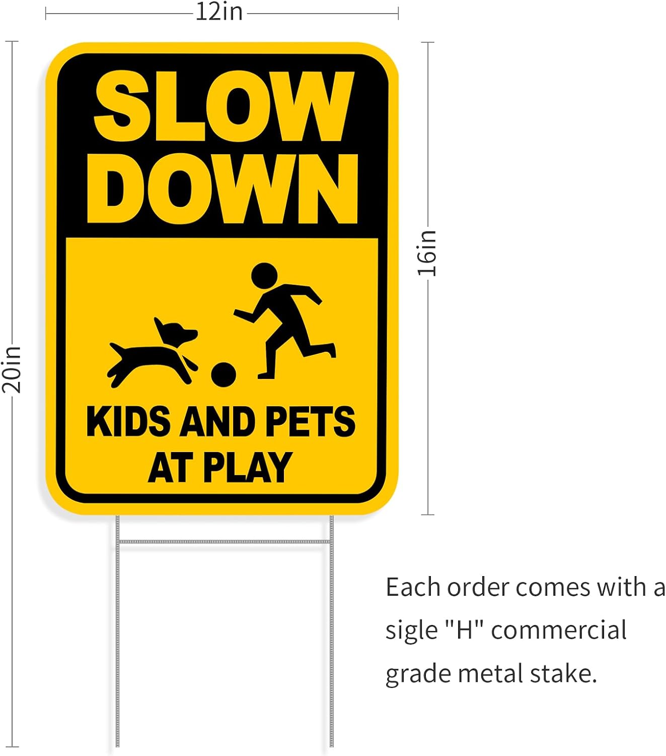 Letreros Slow Down Kids 16x12" doble cara metal