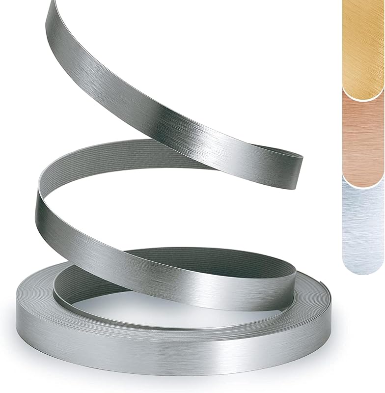 Bandas borde PVC 7/8" x25ft aluminio cepillado gris plateado