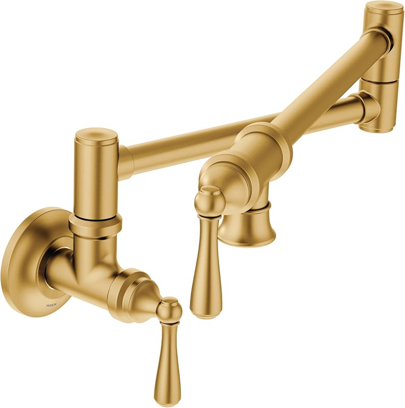 Grifo cocina doble junta brazo plegable oro cepillado S664BG