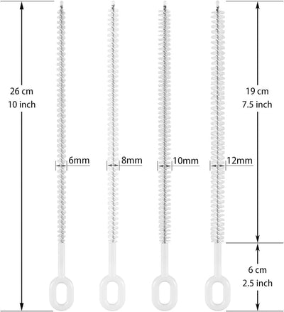 Set 4 cepillos limpiadores popote 10pulg 4 diámetros resistente