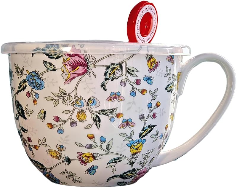 Taza sopa porcelana hueso 21oz con tapa microondas