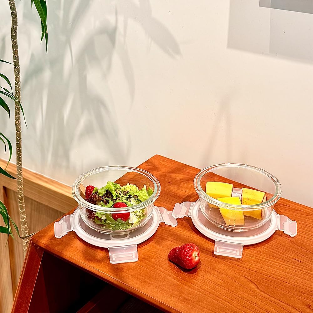 Recipientes vidrio 12oz con tapas 1.5 tazas sin BPA