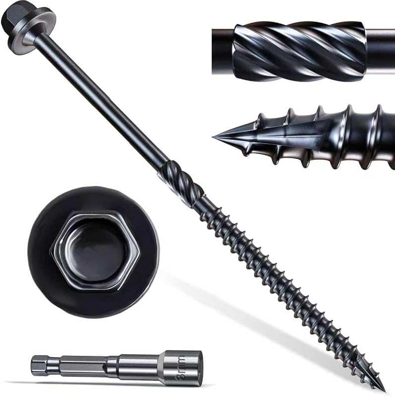 Tornillos madera #14x6 300uds cabeza hexagonal negra