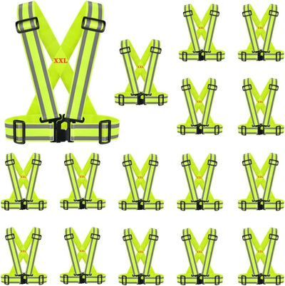 Chaleco seguridad alta visibilidad reflectante 16 Pzas XXL
