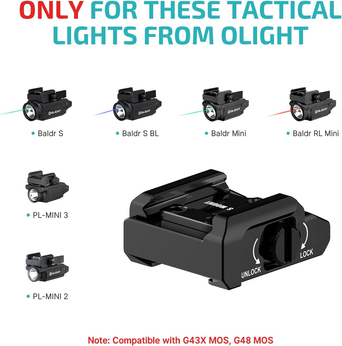 Soporte riel luz táctica comp Baldr S/BL/Mini/RLMini