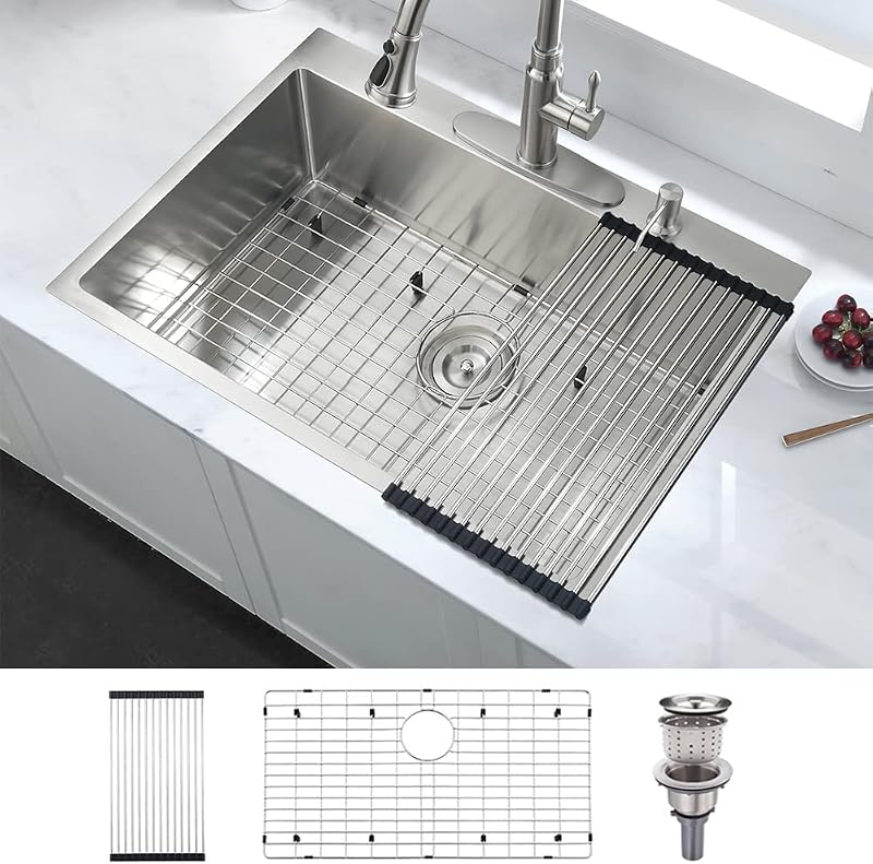 Fregadero cocina acero inox 28x22" níquel cepillado