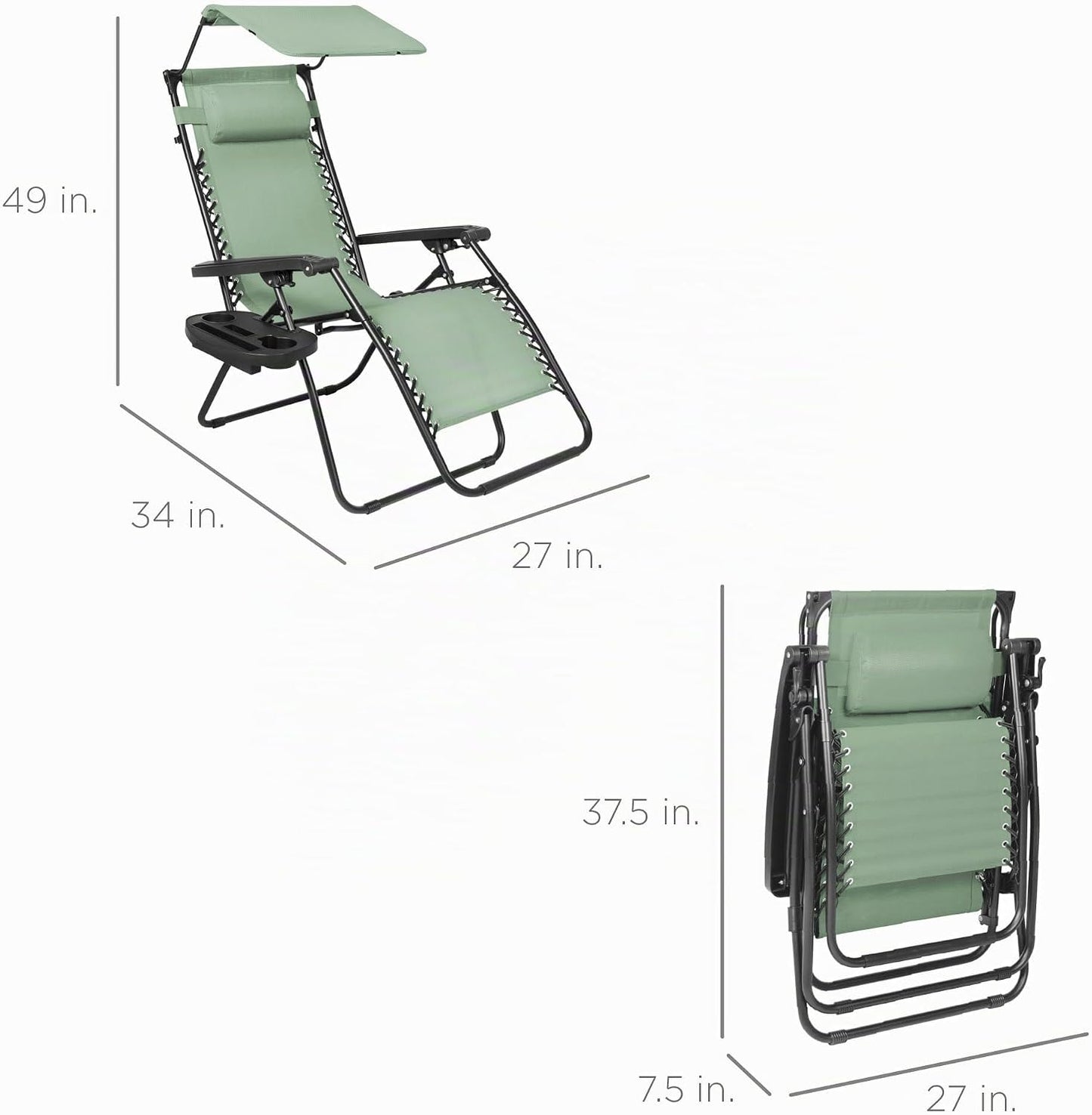 Silla reclinable plegable Textilene con toldo ajustable