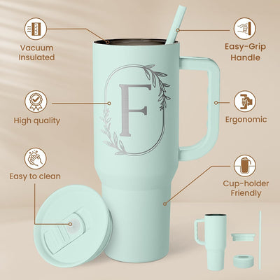 Vaso personalizado con monograma asa 40oz regalo navidad
