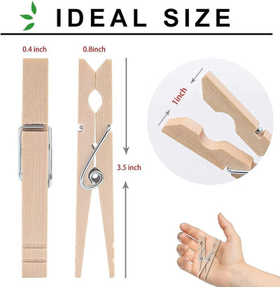 Alfileres madera para colgar ropa 100 pzas 3.5pulg