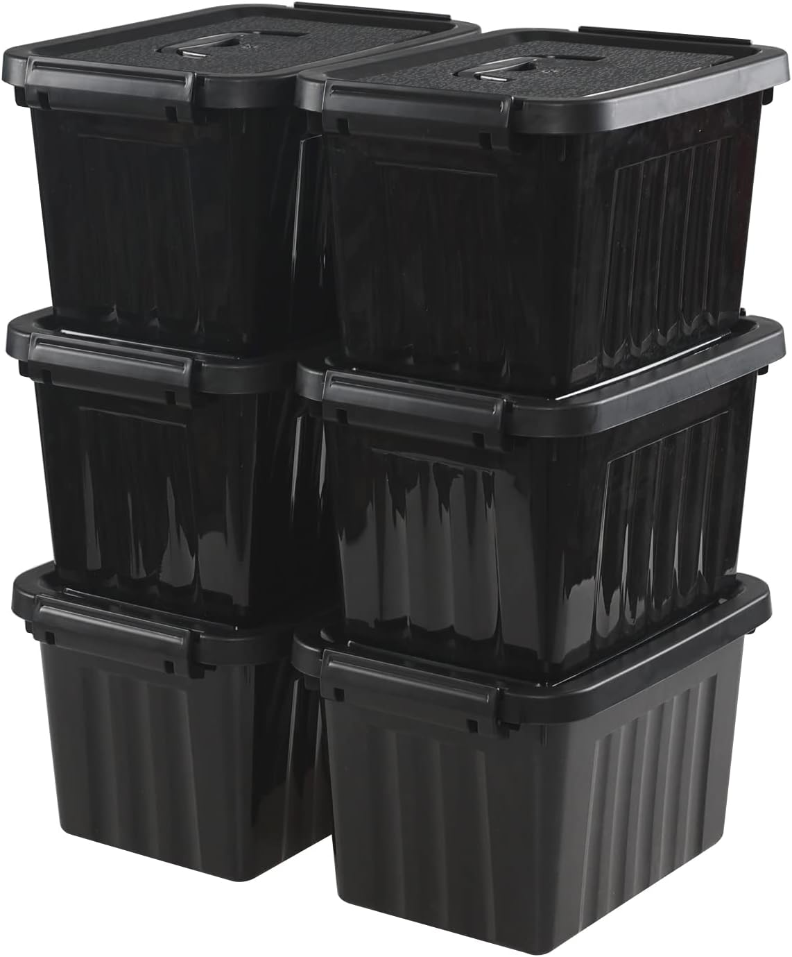 Contenedor plástico 6qt con asas negro 6 pzas
