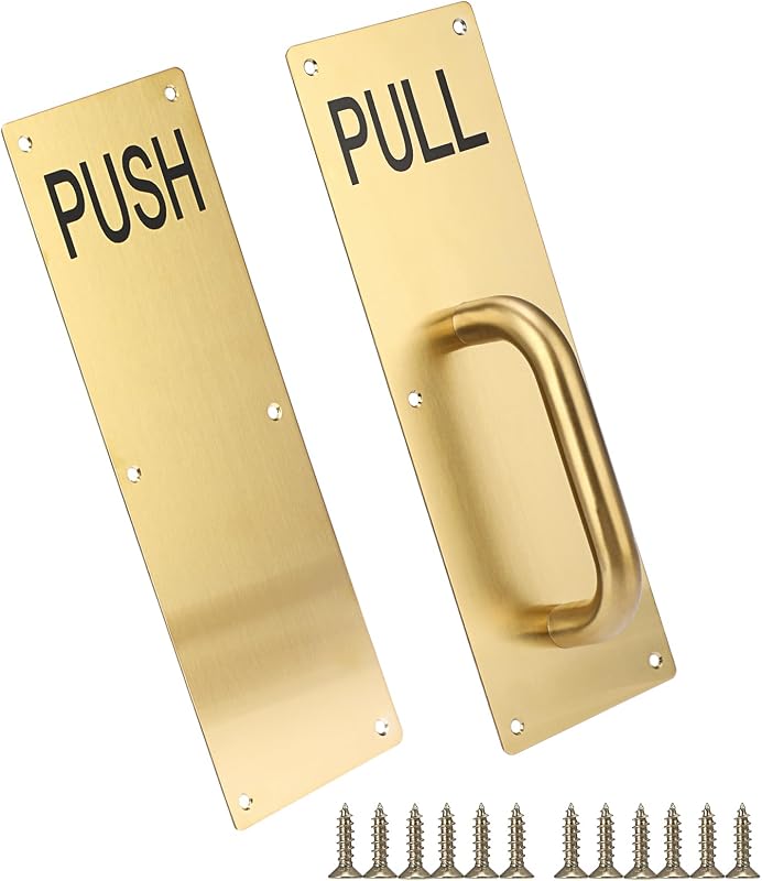 Juego manija puerta acero inox 12pulg barra dorada resistente