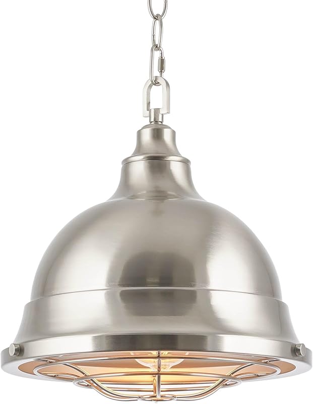 Lámpara colgante industrial 13" níquel cepillado