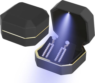 Caja pendientes lujo con LED terciopelo regalo boda