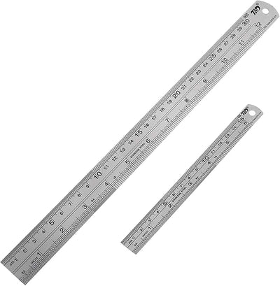 Juego reglas metal 6 y 12 pulg métrica