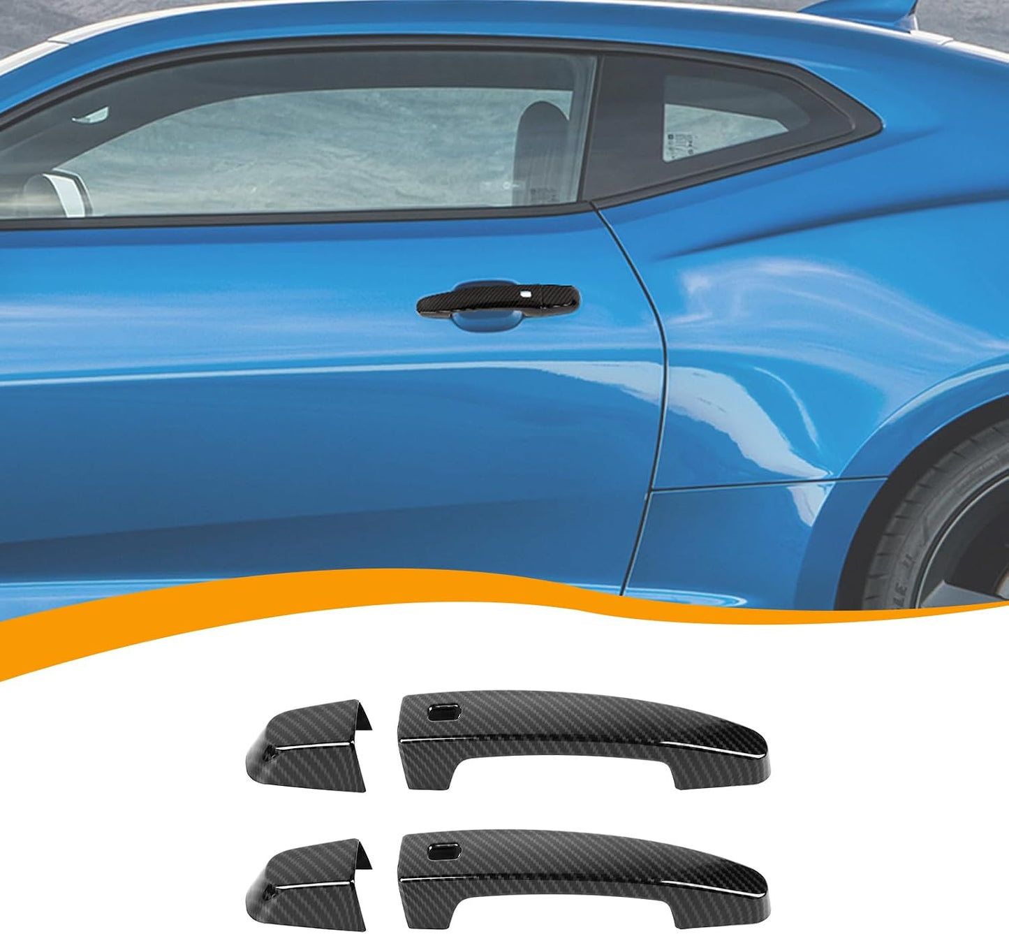 Cubierta manija puerta Chevy Camaro 16-23 fibra carbono 2pzas