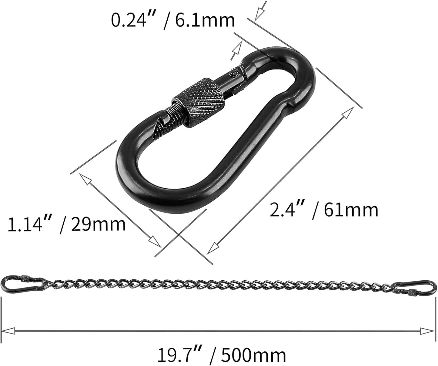 Cadena silla colgante acero inox 330lb con mosquetones