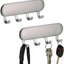 Llavero acero inox 2 pzas cepillado 4 ganchos para pared