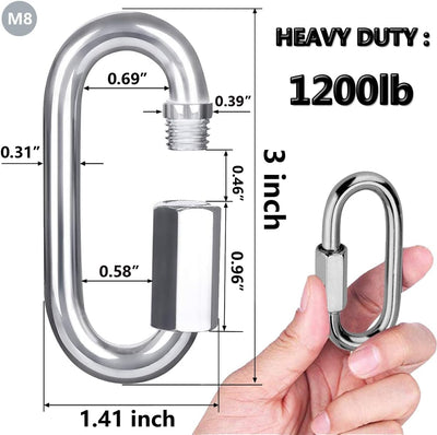 Mosquetón acero inox D para puertas y mascotas