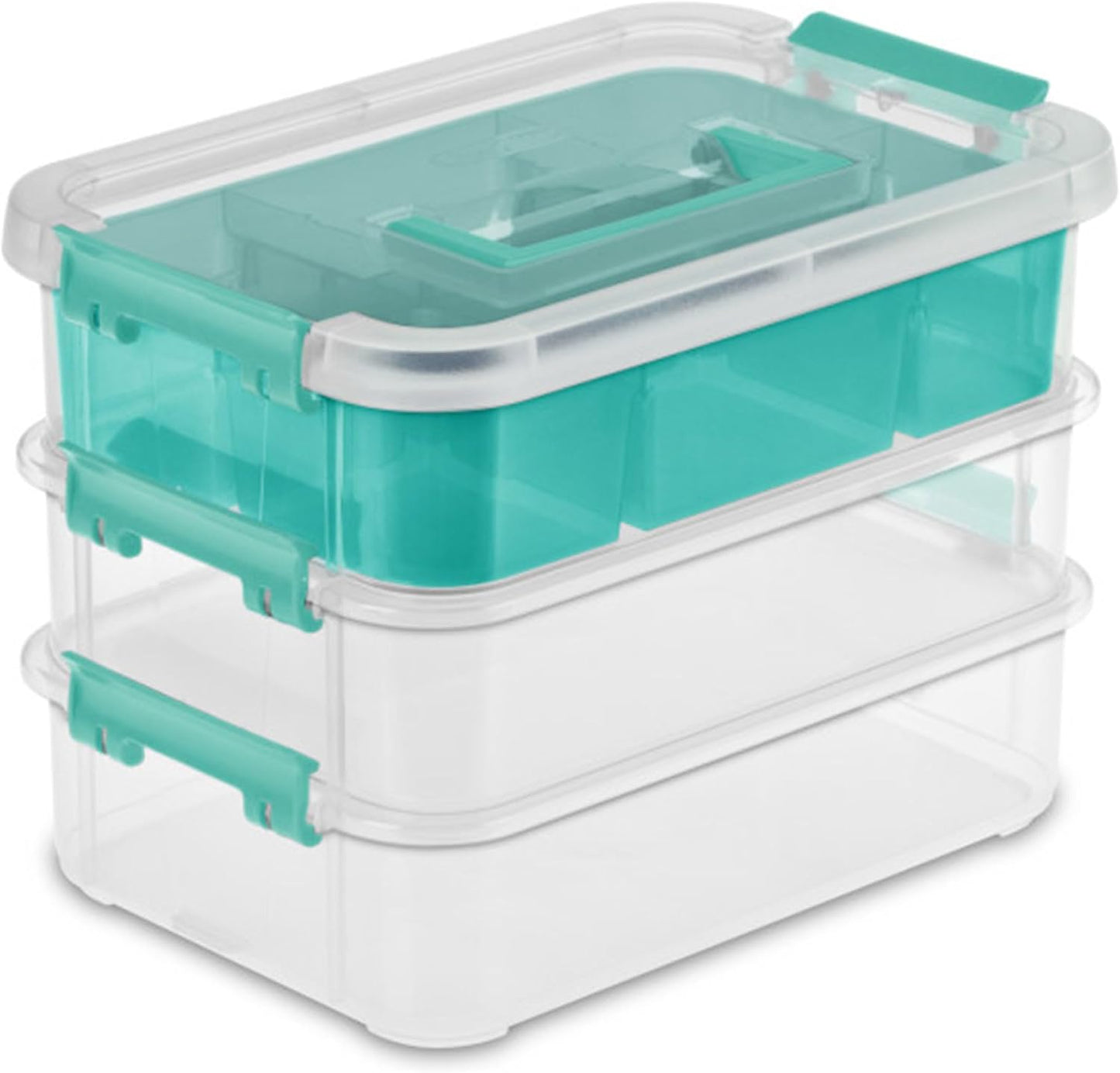 Pack 24 cajas plástico 3 capas transparente/azul