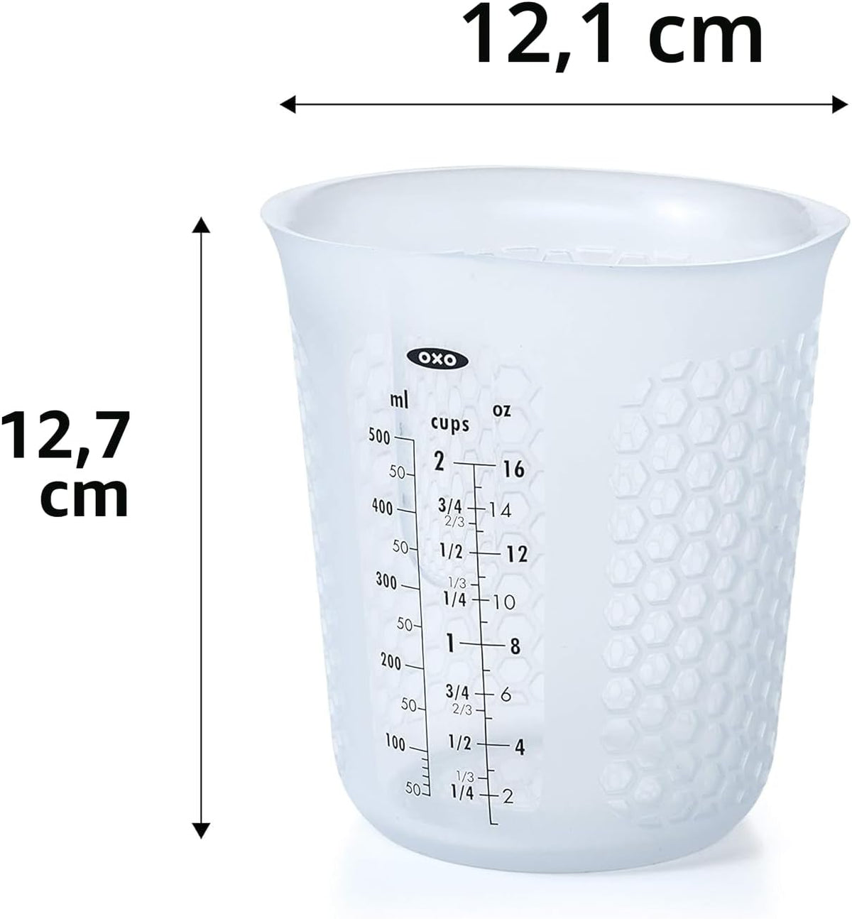 Taza medidora silicona 2 tazas Stay-Cool transparente