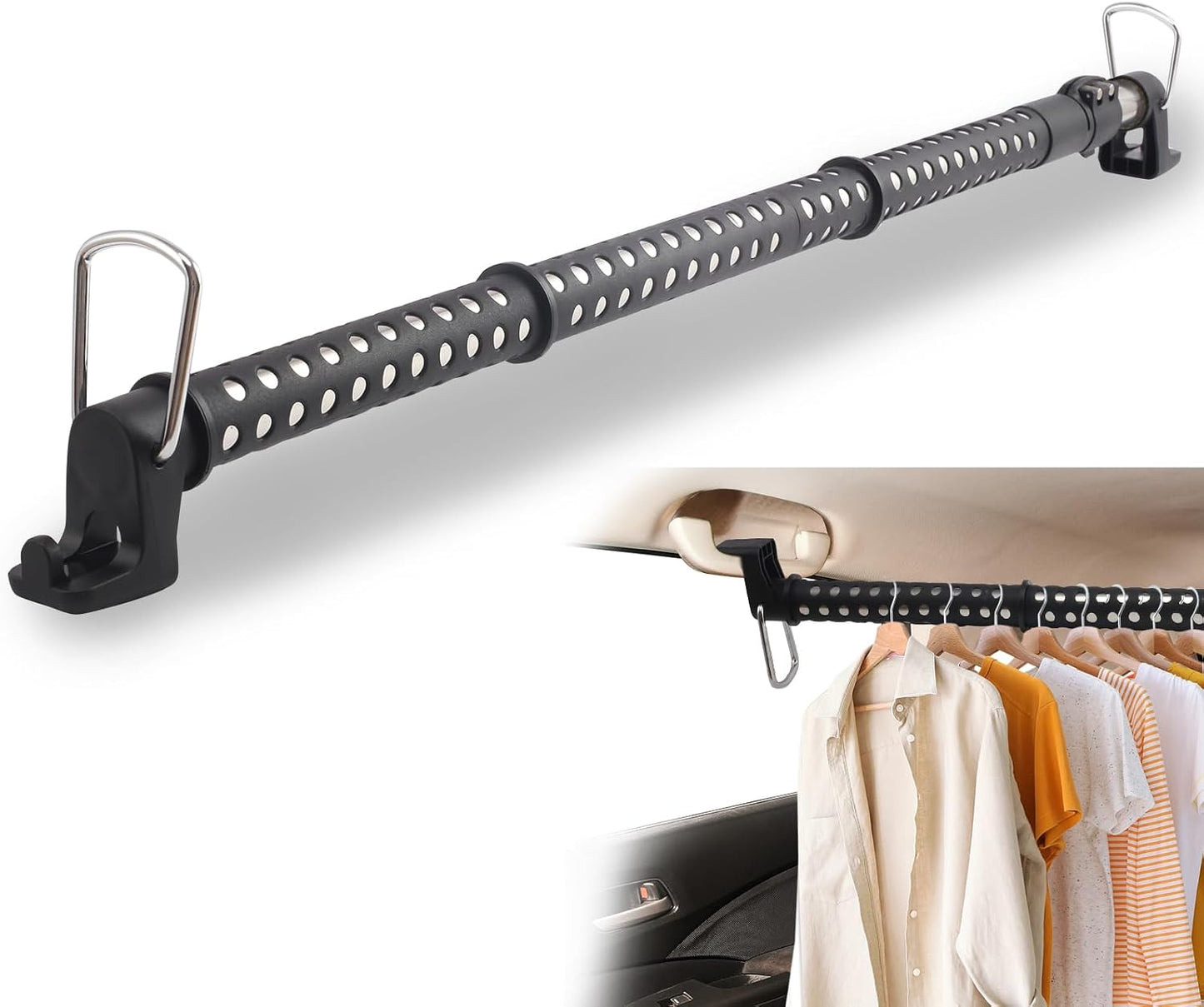 Barra telescópica para colgar ropa auto 34-53.5" acero inox