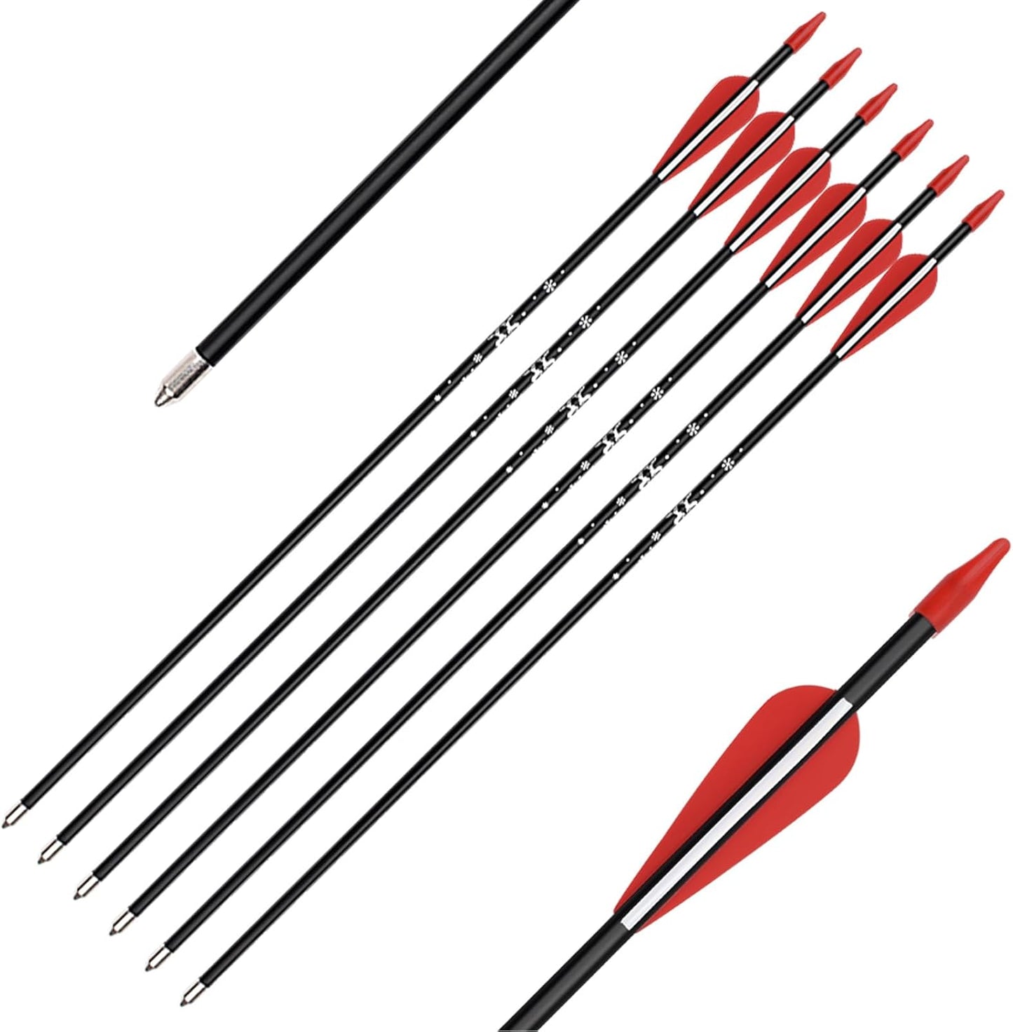 Flechas fibra vidrio negras 30pulg arco recurvo