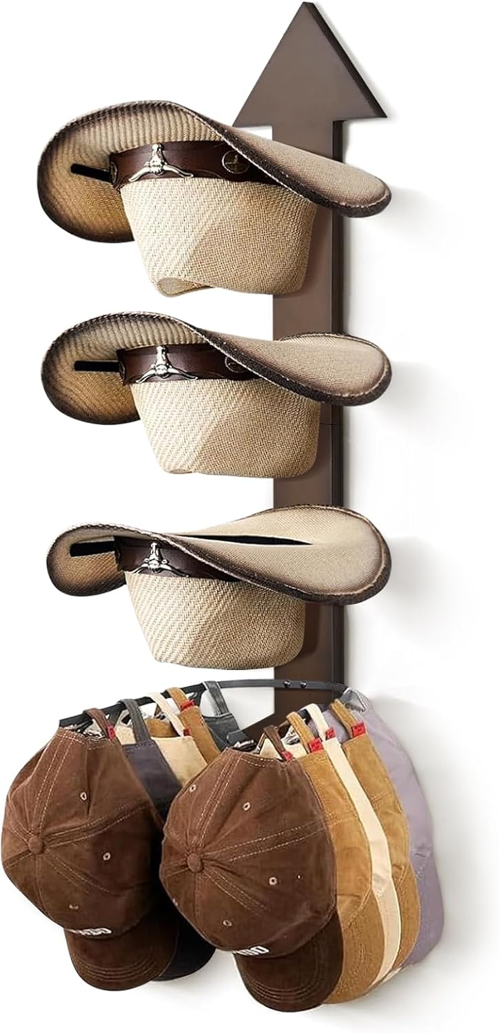 Soporte sombrero vaquero diseño flecha madera 4 pzas