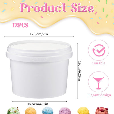 12 Cubos Helado 100oz Plástico Blanco con Asa