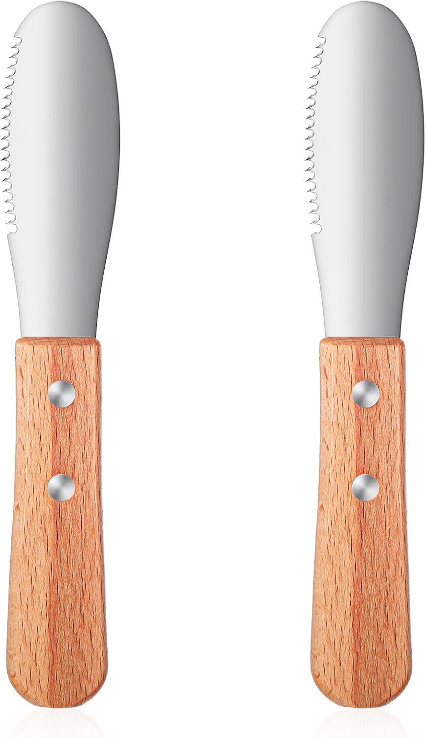 Cuchillo para mantequilla Ouligay de acero inoxidable con mango de madera