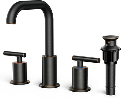 Grifo baño 2 manijas 3 orificios bronce 8pulg