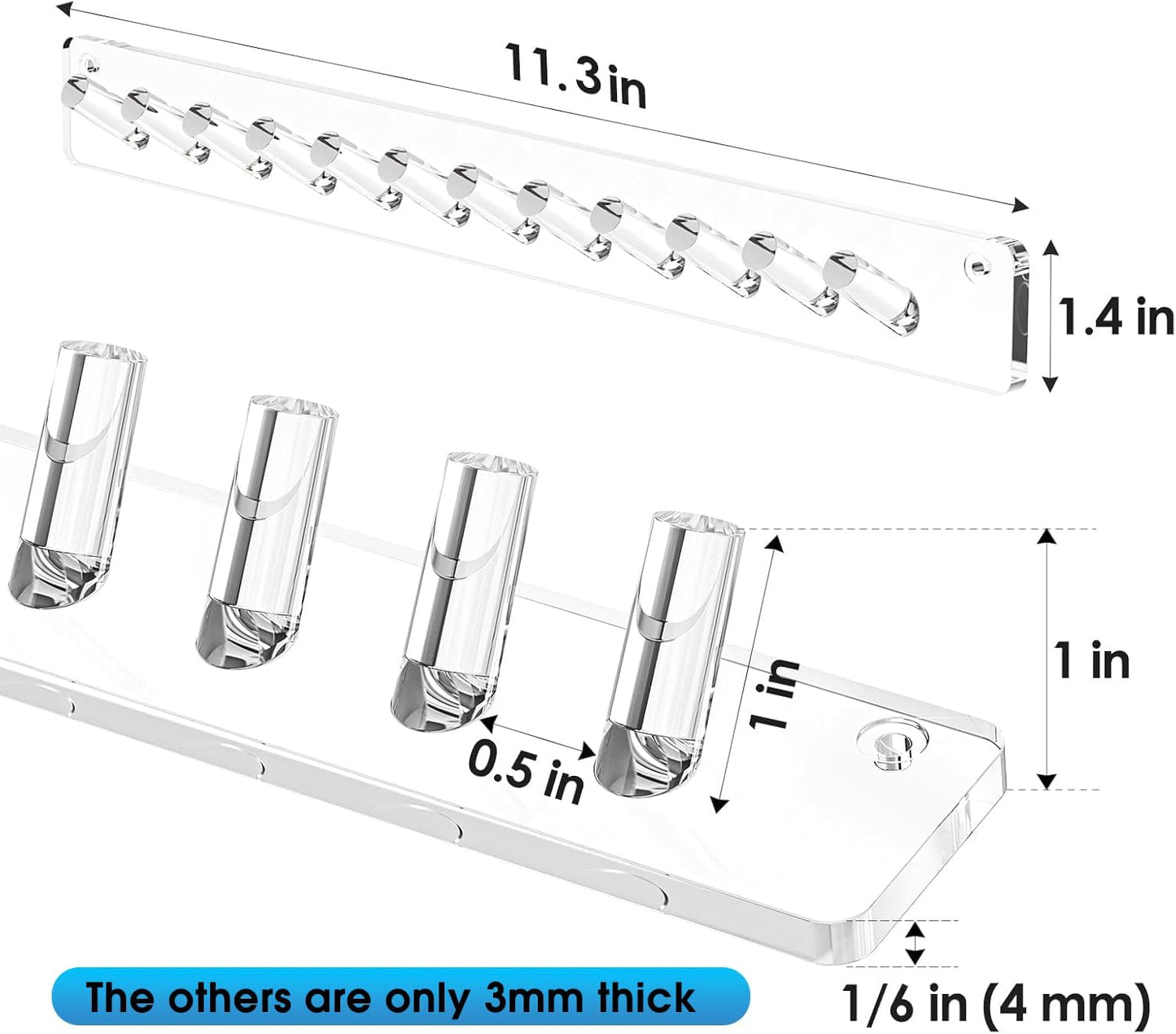 Soporte pared joyas 24 ganchos transparente 2 unidades
